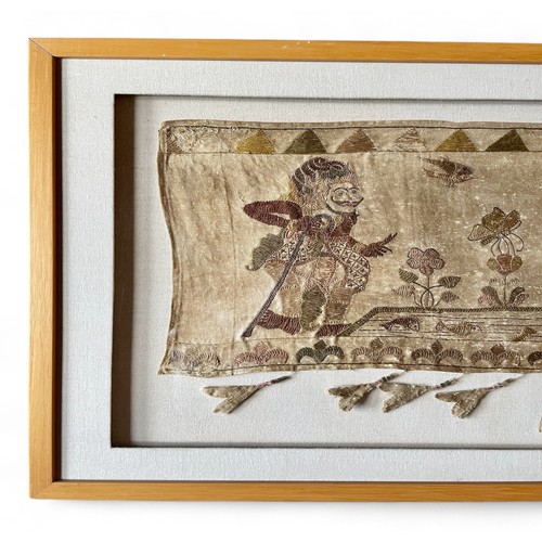 210 - A large and rare 19thC or early 20thC Balinese, Indonesian embroidered Ider Ider narrative temple ha... 