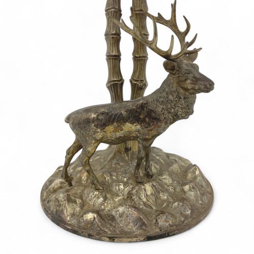 123 - A late Victorian German WMF silver-plated table centrepiece, modelled in the form of a stag standing... 