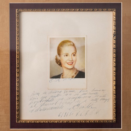 231 - A rare signed and inscribed photographic portrait of Eva Péron (1919-52), the First Lady of Argentin... 