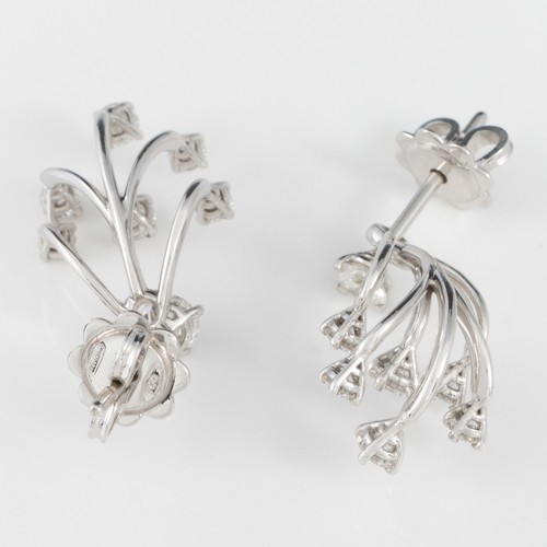 158 - A pair of 18ct white gold and diamond 'day and night' drop earrings, with 18ct white gold posts set ... 