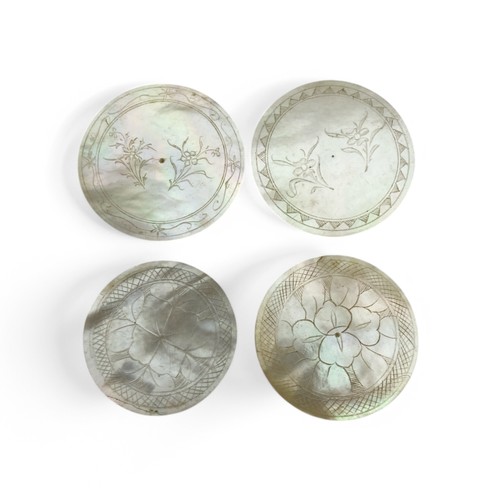 247 - A large quantity of late 19th or early 20th century Chinese etched and cut mother of pearl gaming co... 