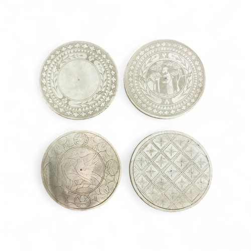 247 - A large quantity of late 19th or early 20th century Chinese etched and cut mother of pearl gaming co... 