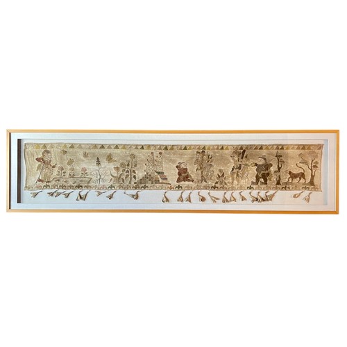 368 - A large and rare 19thC or early 20thC Balinese, Indonesian embroidered Ider Ider narrative temple ha... 