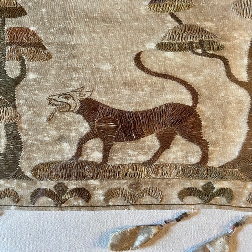 368 - A large and rare 19thC or early 20thC Balinese, Indonesian embroidered Ider Ider narrative temple ha... 