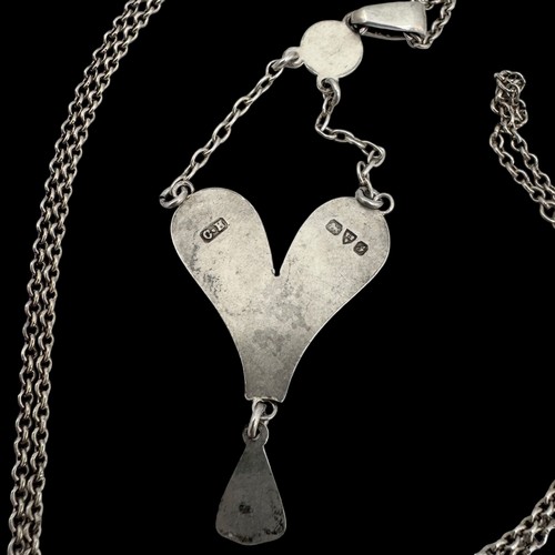 121 - A Charles Horner Arts & Crafts silver and enamel pendant necklace, decorated with turquoise blue... 