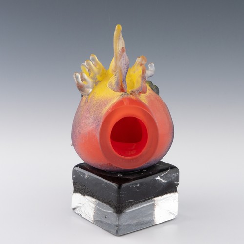 81 - A unique Allister Malcolm studio glass 'Dragon's Head' bedside lamp, made in 2021, hotworked in red ... 