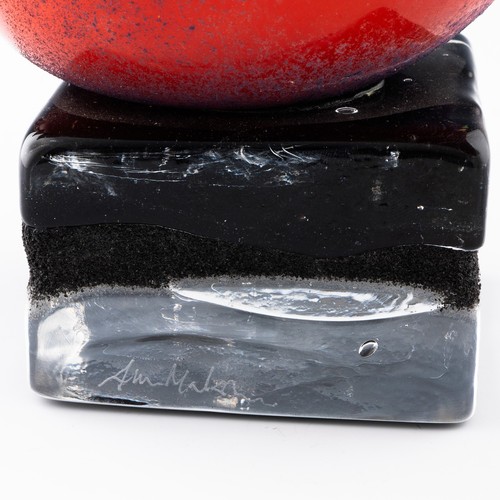 81 - A unique Allister Malcolm studio glass 'Dragon's Head' bedside lamp, made in 2021, hotworked in red ... 