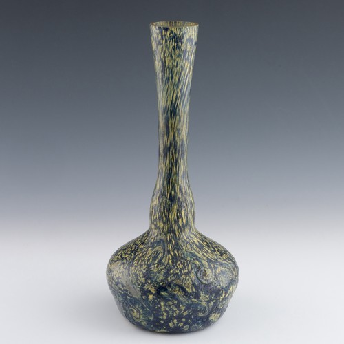 66 - A 1920s enamelled berluze vase attributed to Degue, with gourd-shaped neck and bulbous body, decorat... 