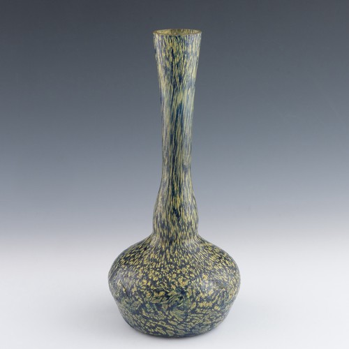 66 - A 1920s enamelled berluze vase attributed to Degue, with gourd-shaped neck and bulbous body, decorat... 