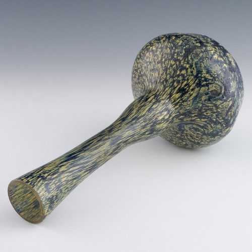 66 - A 1920s enamelled berluze vase attributed to Degue, with gourd-shaped neck and bulbous body, decorat... 