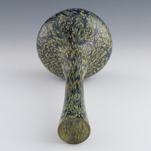 66 - A 1920s enamelled berluze vase attributed to Degue, with gourd-shaped neck and bulbous body, decorat... 