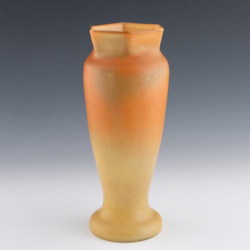 69 - A 1920s Art Nouveau Legras cameo vase, with crimped rim and depicting peacock inside a floral garlan... 