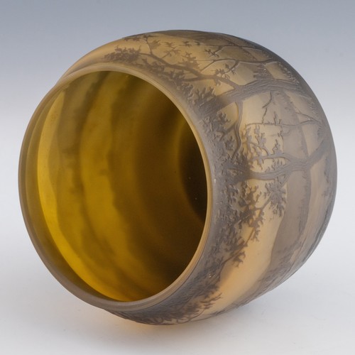 68 - A 1920s Art Nouveau d'Argental cameo vase, with moulded 'D'ARGENTAL' mark and description 'Les trois... 