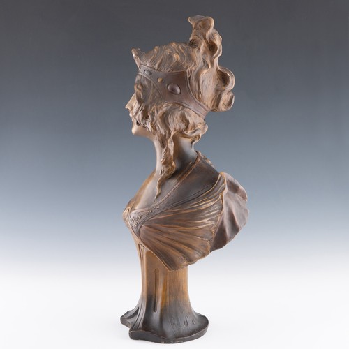 28 - A patinated terracotta sculpture 'Cleopatre' by Henri Jacobs, c.1905-10, with bronzed patination, wi... 