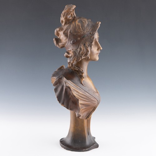 28 - A patinated terracotta sculpture 'Cleopatre' by Henri Jacobs, c.1905-10, with bronzed patination, wi... 