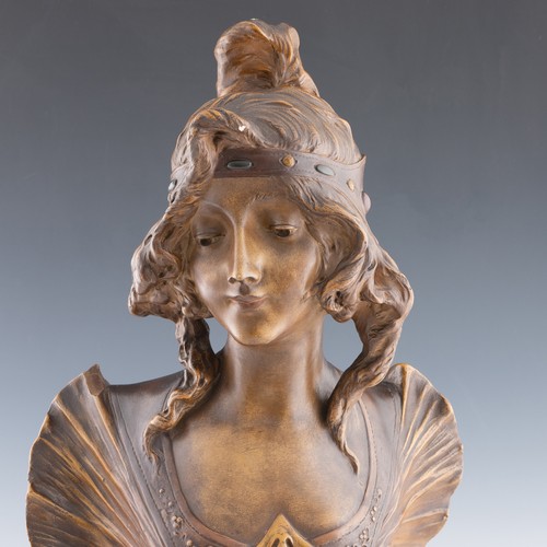 28 - A patinated terracotta sculpture 'Cleopatre' by Henri Jacobs, c.1905-10, with bronzed patination, wi... 