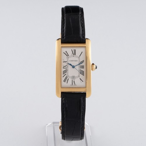 359 - A Cartier Tank Americaine 18ct gold cased automatic gentleman's wristwatch, the rectangular oyster-c...