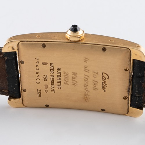 359 - A Cartier Tank Americaine 18ct gold cased automatic gentleman's wristwatch, the rectangular oyster-c... 