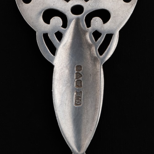 146 - A Charles Horner Art Nouveau silver and enamel pendant, decorated with lustrous green and blue ename... 