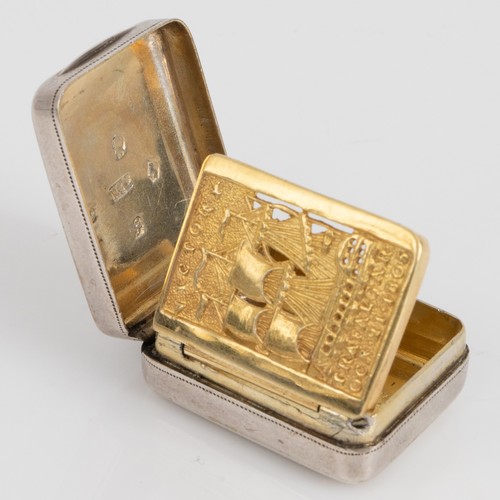 379 - A sterling silver vinaigrette of Nelson interest by Matthew Linton, Birmingham 1805. Chased portrait... 