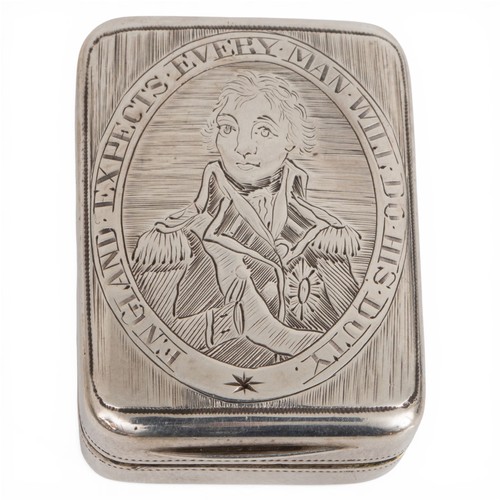 379 - A sterling silver vinaigrette of Nelson interest by Matthew Linton, Birmingham 1805. Chased portrait...