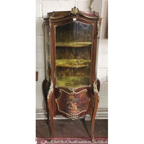 117 - Late 19thC Vernis Martin Display Cabinet, with curved glass panels and a bowed glass single front do... 