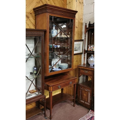 119 - Fine Quality Inlaid Edw. Mahogany Tall Display Cabinet/Bookcase, with a single astragal glazed door ... 