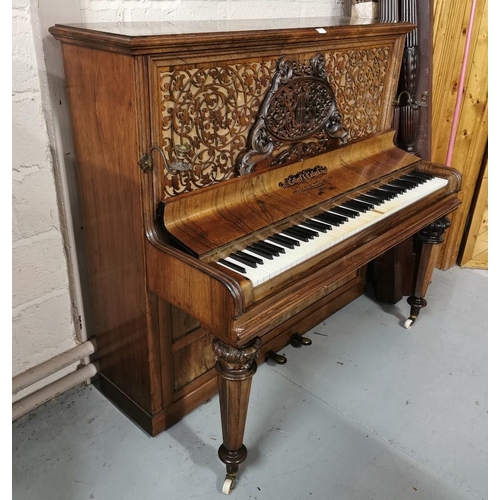 128 - Collard & Collard London Upright Piano, in a fine rosewood frame, with brass candle sconces, sold b... 