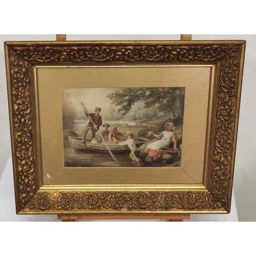 168 - GEORGE ALDOFPHUS STORY (1834  1919), Watercolour, children pleasure boating on a river, signed btm ... 