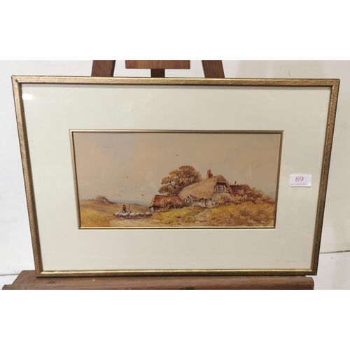 187 - F E JAMIESON, St Ives School Pastoral Scene, Watercolour, 36 x 52cmW, gold frame