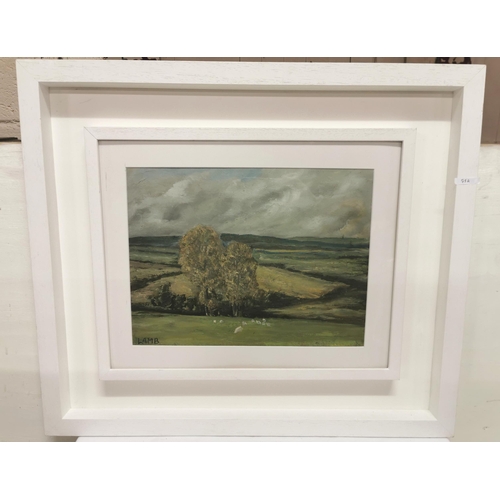 207 - CHARLES VINCENT LAMB, Sheep in a Country Landscape, (double sided), Oil on Board, 30cm H x 40cmW b... 