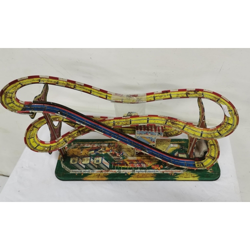 244 - Fairground Toy - The Big Dipper, original paint & miniature car, 55cm W x 30cmH