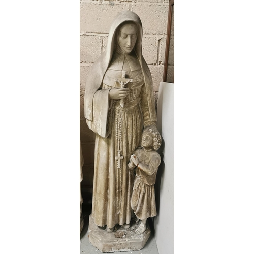 344 - Near Life-Sized Plaster Figure of the Rev Mother McAuley, with a prayerful child at her side (some d... 