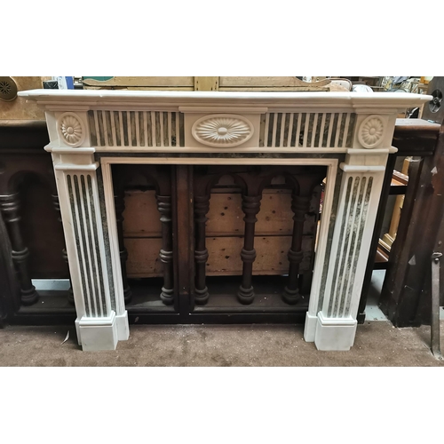 352 - Regency Style White Marble Fireplace, with 3 oval shaped plaques to the decorative frieze and rectan... 