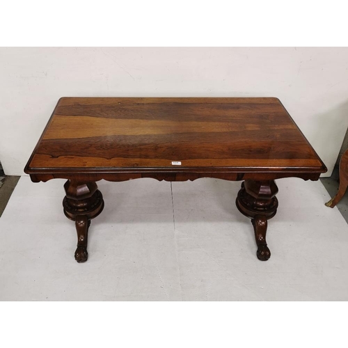 104 - WMIV Rosewood Library Table, with a stepped border, on twin baluster pods, 4 cabriole feet, 130cmW, ... 