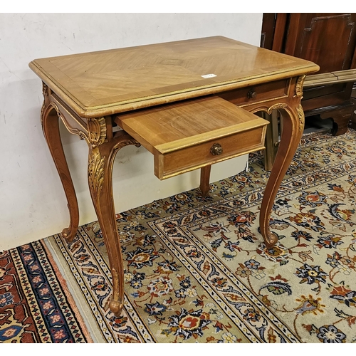 110 - Decorative French Walnut Centre Table, the rectangular top having gilded borders, on cabriole legs ... 