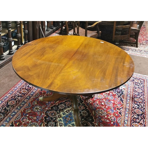 114 - An early 20thC Circular Mahogany Dining / Centre Table, in fine french polished condition, supported... 