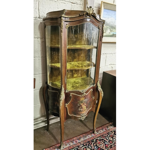 117 - Late 19thC Vernis Martin Display Cabinet, with curved glass panels and a bowed glass single front do... 