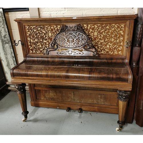 128 - Collard & Collard London Upright Piano, in a fine rosewood frame, with brass candle sconces, sold b... 