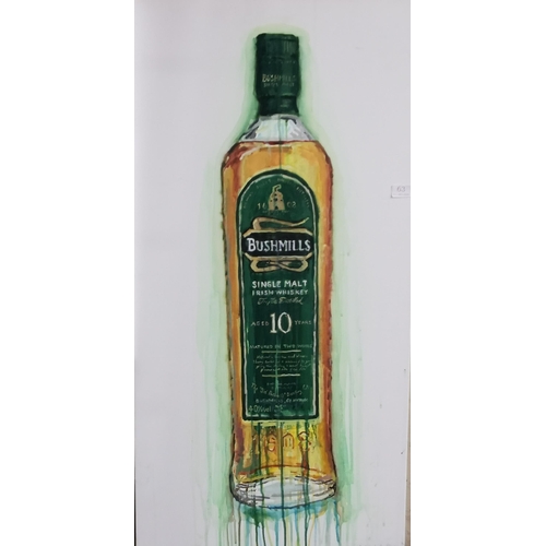 156 - SPILLANE, Oil on Canvas, Bushmills, abstract mixed media on canvas (unframed), 100cmH x 50cmW