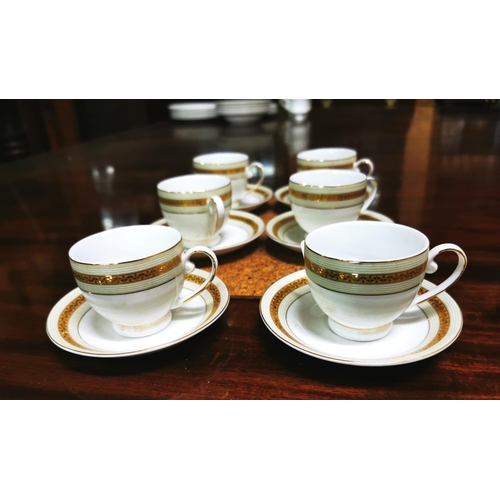 284 - Queens 6-piece Coffee Set (Luxury 24k gold plated)  6 cups, 6 saucers, white with gold borders