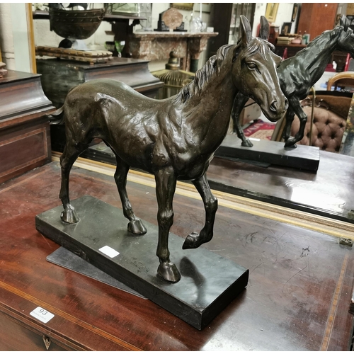 321 - Bronze Study of a Standing Horse, on a black marble base, 58cmW x 48cmH