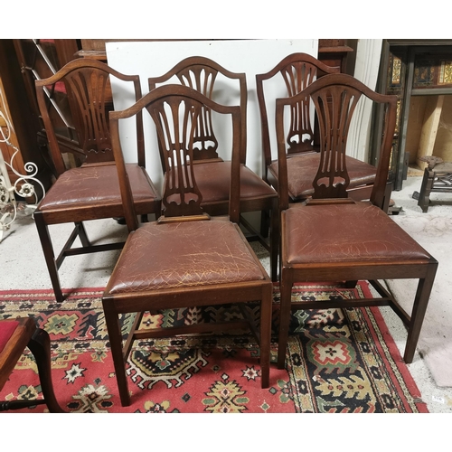 34 - Matching Set of 5 Mahogany Dining Chairs, 1960s, with splat backs, on square legs, brown leatherett... 