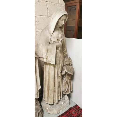 344 - Near Life-Sized Plaster Figure of the Rev Mother McAuley, with a prayerful child at her side (some d... 