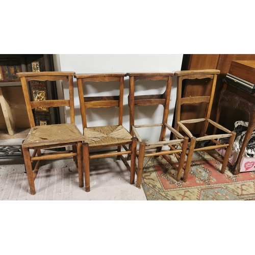 35 - Set of 4 pine refectory style kitchen chairs (2 seats missing)