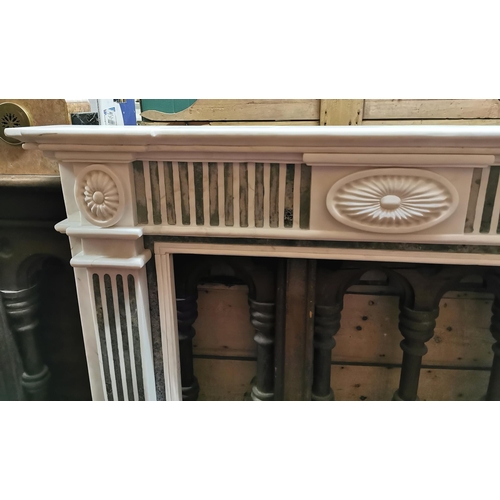 352 - Regency Style White Marble Fireplace, with 3 oval shaped plaques to the decorative frieze and rectan... 