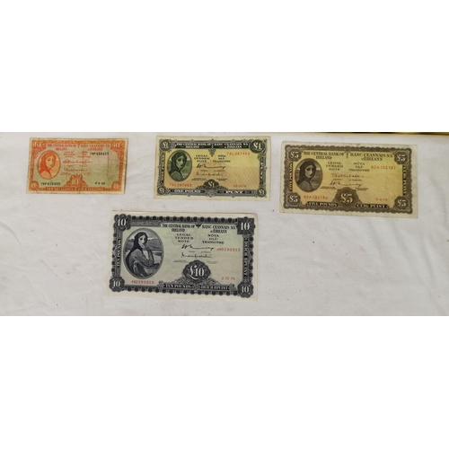 460 - 4 X Lady Lavery Series Irish Bank Notes -  10sh (1968), £1 (1976), £5 (1975), £10 (1976), (£10 is cr... 