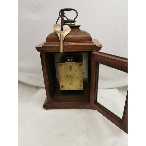 481 - Small early 20thC Bracket Clock, mahogany case, silvered dial, stamped Sharman ONeill, Belfast, 2... 