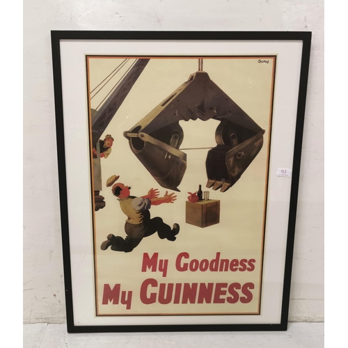 500 - Guinness Print, after Gilroy My Goodness, my Guinness (reproduction), black frame, 86 x 67cm