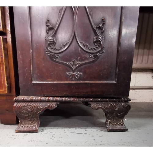 57 - Late 19thC Large Mahogany Sideboard, a shell shaped pediment to the mirrored back, over a pedestal b... 